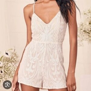 🤍 LULU'S White Sequin Mini Dress Romper